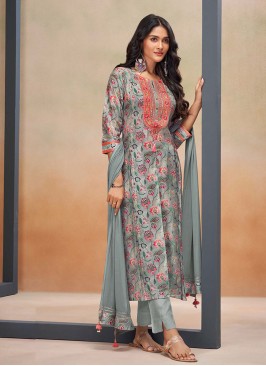 Shagufta Floral Printed Silk Pant Style Salwar Kameez