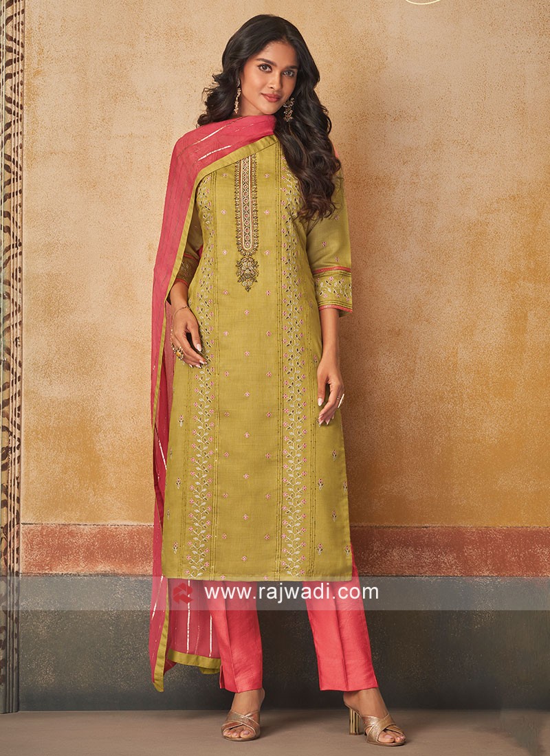 Green Pant Salwar Suit With... | Green cotton pants, Fashion pants, Style