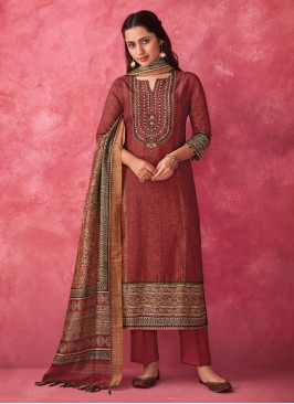 Shagufta Maroon Chanderi Silk Salwar Kameez