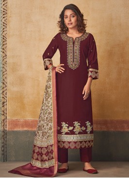 Shagufta Maroon Pant Style Salwar Suit