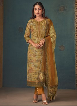 Shagufta Mustard Yellow Pant style Salwar Suita