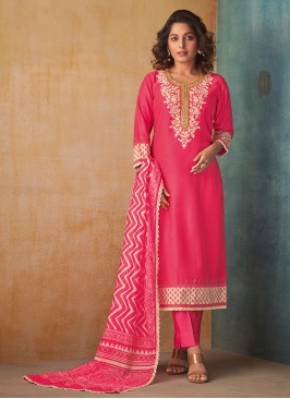 Shagufta Pink Silk Pant Style Salwar Kameez