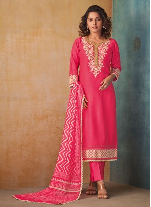 Shagufta Pink Silk Pant Style Salwar Kameez