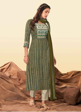 Shagufta Printed Salwar Kameez In Mehendi Green