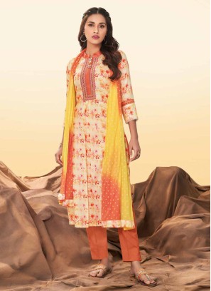 Shagufta Printed Salwar Kameez In Yellow Color