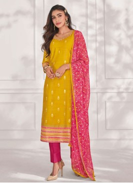 Shagufta Salwar Kameez In Mustard Yellow