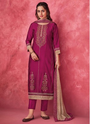 Shagufta Wine Chanderi Silk Salwar Kameez