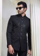 Sequins Embroidered Black Jodhpuri Suit