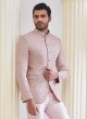 Onion Pink Embroidered Silk Jodhpuri Suit