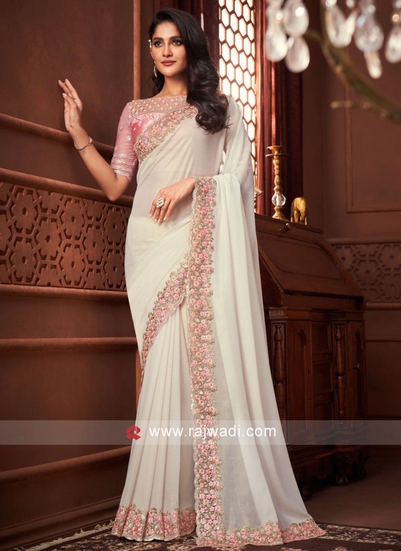 Off white 2024 designer saree