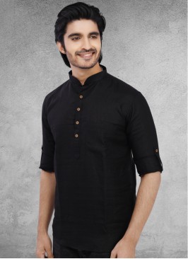 Short Kurta In Black For Men