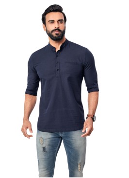 Short Kurta In Navy Blue For Men