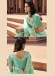 Sightly Embroidered Georgette Sea Green Traditional Saree