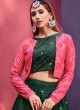 Dark Green Sequins Embellished Lehenga Choli with Jacket