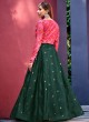 Dark Green Sequins Embellished Lehenga Choli with Jacket