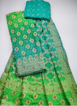 Silk Bandhani Print Dress Material