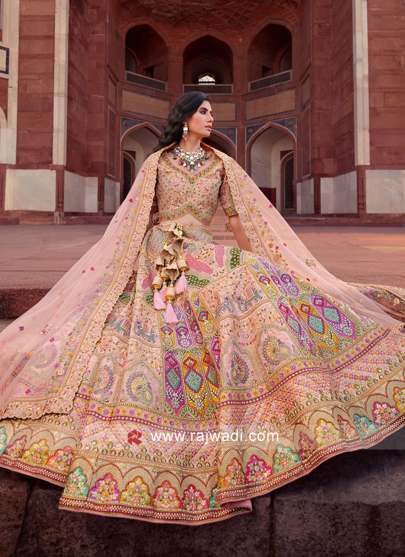 silk bridal wear lehenga choli with net dupatta 41082