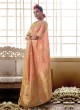 Beautiful Peach Silk Contemporary Saree