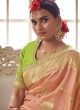 Beautiful Peach Silk Contemporary Saree