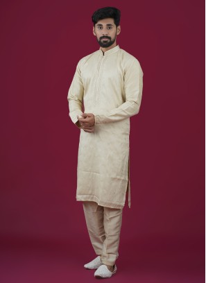 Silk Cream Color Silk Kurta Pajama