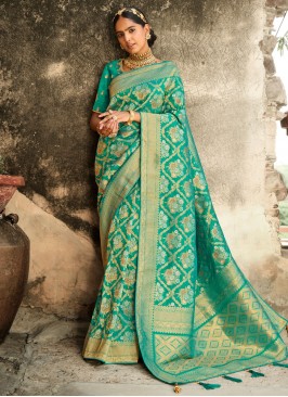 Silk Designer Traditional Saree in Sea Green