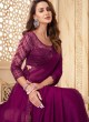 Purple Sequins Embellished Festive Silk Saree