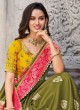 Silk Embroidered Traditional Designer Saree in Green