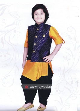 Silk Fabric Indo Western with Fancy Buttons