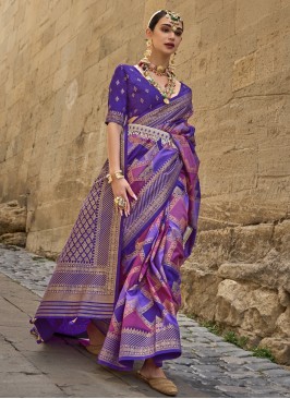 Silk Fancy Purple Contemporary Saree