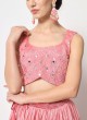 Designer Pink Chinon Silk Lehenga Choli with Shrug