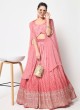 Designer Pink Chinon Silk Lehenga Choli with Shrug