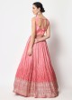 Designer Pink Chinon Silk Lehenga Choli with Shrug