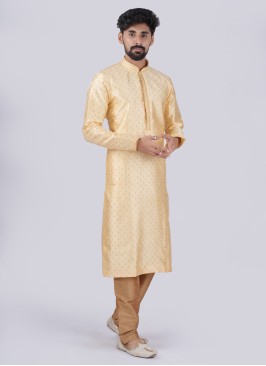Silk Golden Kurta Pajama For Wedding