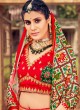 Green and Red Silk Patola Printed Lehenga Choli