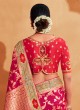 Attractive Pink Multicolor Designer Saree