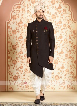 Silk indo-western in black color