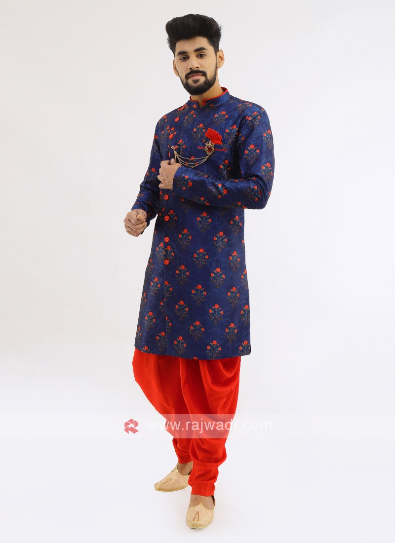 Silk Indo Western In Royal Blue