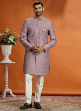 Silk Lavender Wedding Wear Indowestern