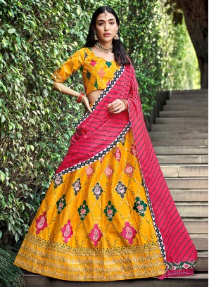 Yellow Sequins Embellished Silk Lehenga Choli