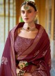 Maroon Floral Zari Embroidered Silk Saree