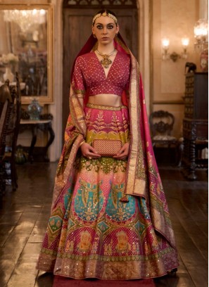 silk multi colour readymade lehenga choli 47894