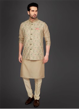 Silk Nehru Jacket Suit For Groom