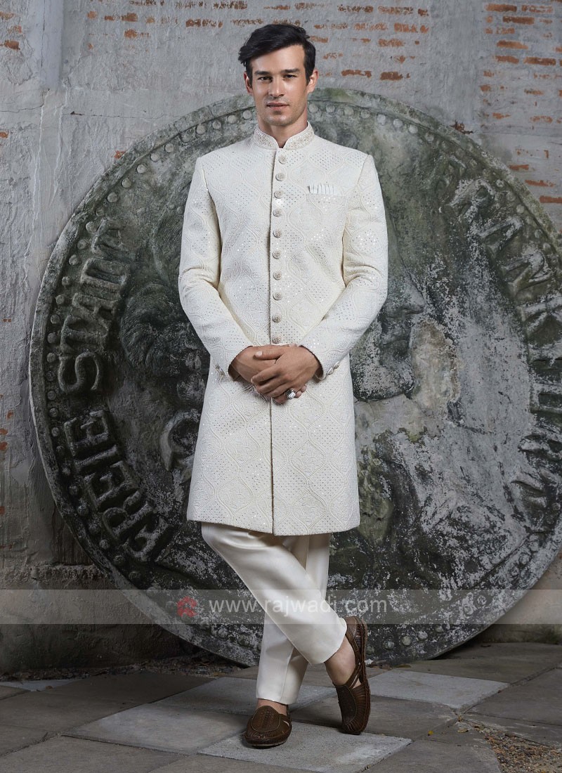 Plain sherwani for outlet groom