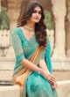 Silk Peach and Sea Green Embroidered Shaded Saree