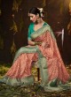Peach and Green Bandhej Classic Silk Saree