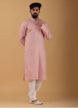 Silk Peach Color Kurta Pajama