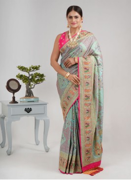 Silk Pista Green Festive Wear Saree