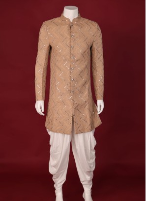 Silk Plastic Mirror Work Indowestern For Mens