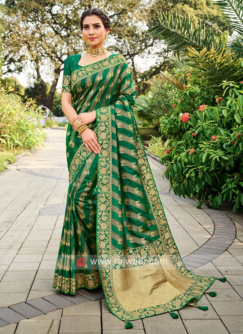 Gorgeous Green Silk Saree I Ramdhanu Ethnic I Best Price