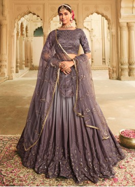 Shaded Wine Silk Sequins Designer Lehenga Choli